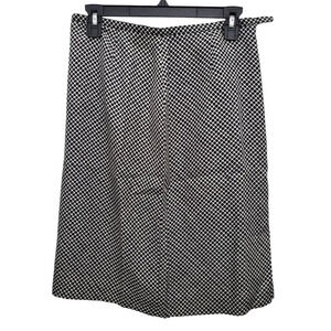 Ann Taylor Vintage Black White Diamond Print 100% Silk A-Line‎ Career Skirt Sz 6